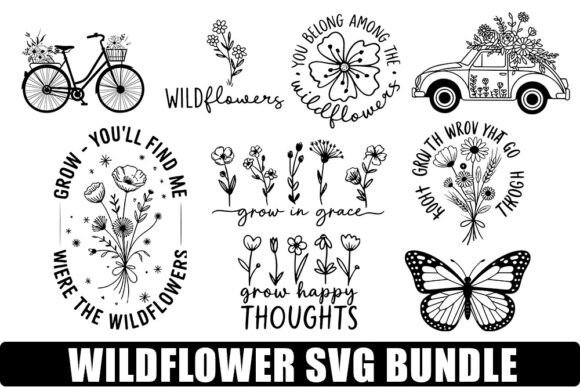 10 Wildflowers Svg Design Bundle: Graphics for Crafts