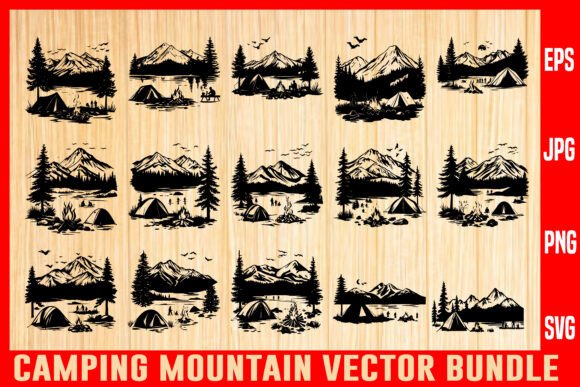Camping Mountain SVG Vector Bundle