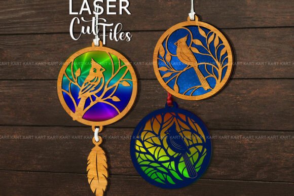 Cardinal Suncatcher Ornament Svg: Graphics for Crafts