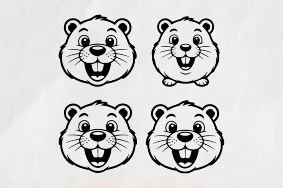 Cute Groundhog Face SVG Bundle Cartoon