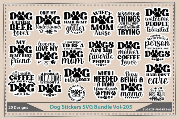 Dog Stickers SVG Bundle Vol-205: Graphics & Crafts in One