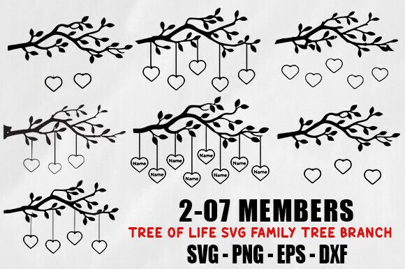 Family Tree Svg Bundle 2-07 Members Fami