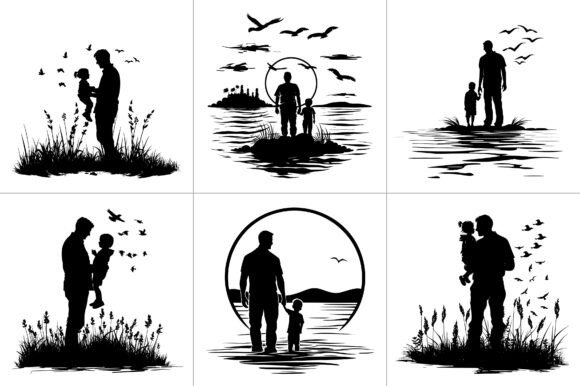 Fathers Day Silhouette Graphics for Crafts