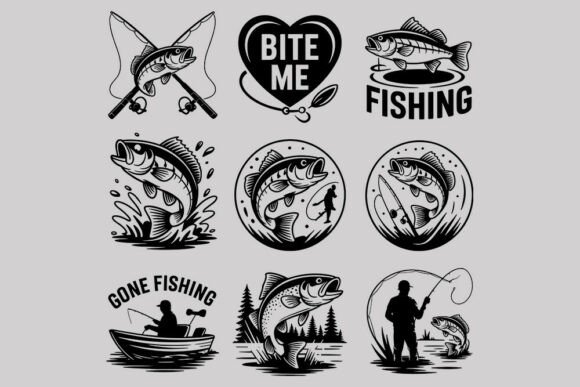 Fishing SVG Bundle-Bass Fish Silhouette