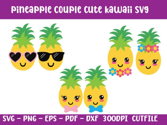 Pineapple Couple Kawaii SVG Bundle for Crafts and Graphics