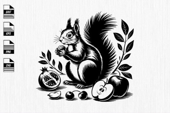 Squirrel on Log SVG Woodland Animal Graphics