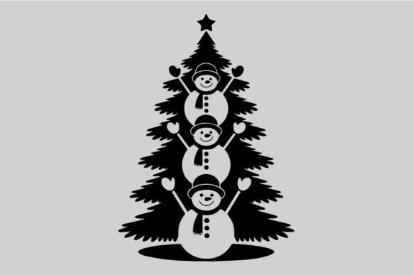 Stacked Snowmen Christmas Tree SVG for Graphics and Crafts