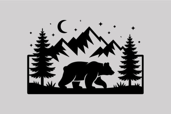 Wild Bear Mountain Silhouette SVG Nature: Graphics and Crafts for Real Publishing